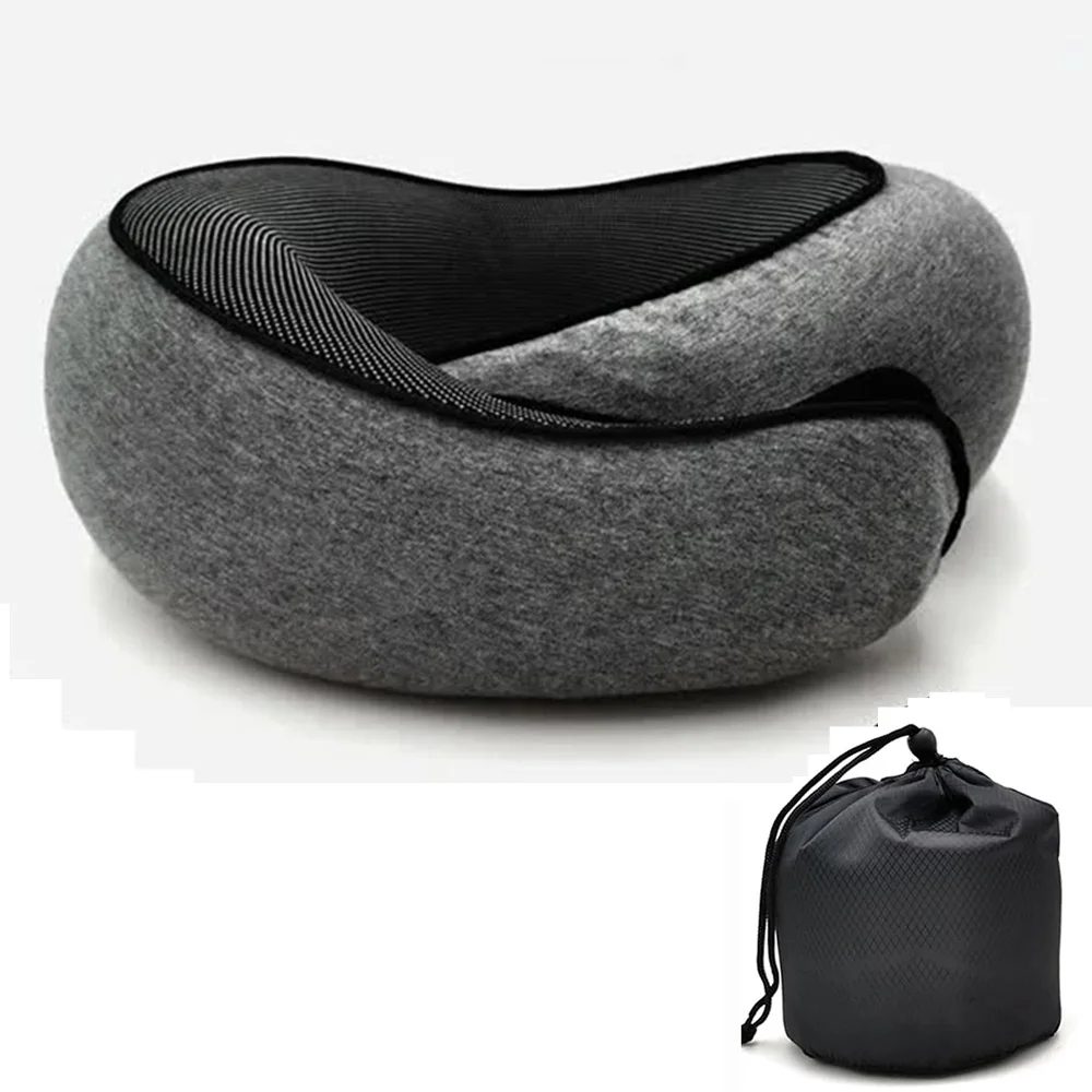 Travel Neck Pillow Memory Foam U-shaped Pillow Snail Style Travel Neck Support Portable Adjustable Soft Noon Break Sleep Pillows - Image 7