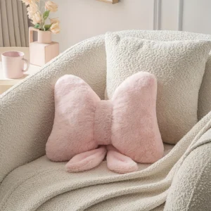 Cute Bow Pillow - Soft, Hand Washable, Pink/White/Black. Perfect Decor & Gift for Bedroom, Sofa, Halloween, Easter, Christmas!
