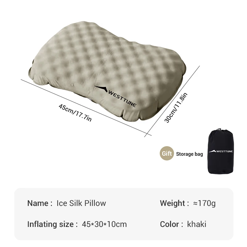 WESTTUNE Camping Inflatable Pillow Portable Compressible Folding Ice Sillky Pillow Outdoor Travel Pillow for Neck Lumbar Support - Image 8