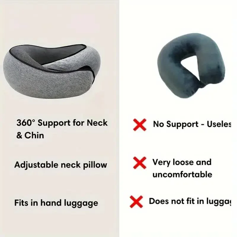 Travel Neck Pillow Memory Foam U-shaped Pillow Snail Style Travel Neck Support Portable Adjustable Soft Noon Break Sleep Pillows - Image 5