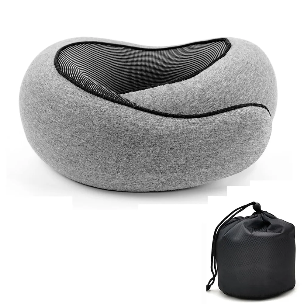 Travel Neck Pillow Memory Foam U-shaped Pillow Snail Style Travel Neck Support Portable Adjustable Soft Noon Break Sleep Pillows - Image 9