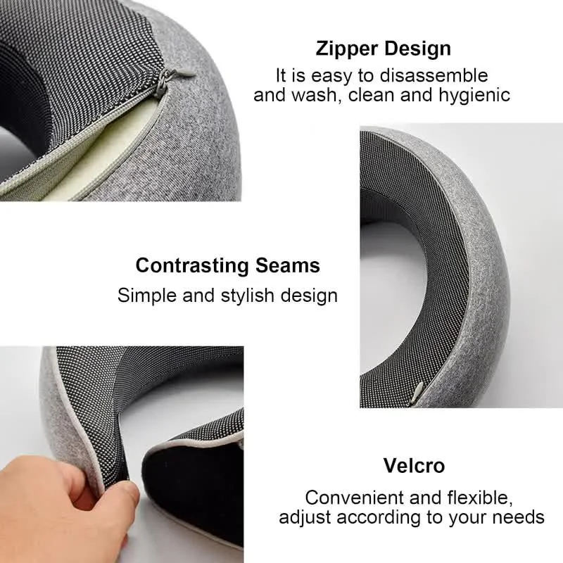 Travel Neck Pillow Memory Foam U-shaped Pillow Snail Style Travel Neck Support Portable Adjustable Soft Noon Break Sleep Pillows - Image 4
